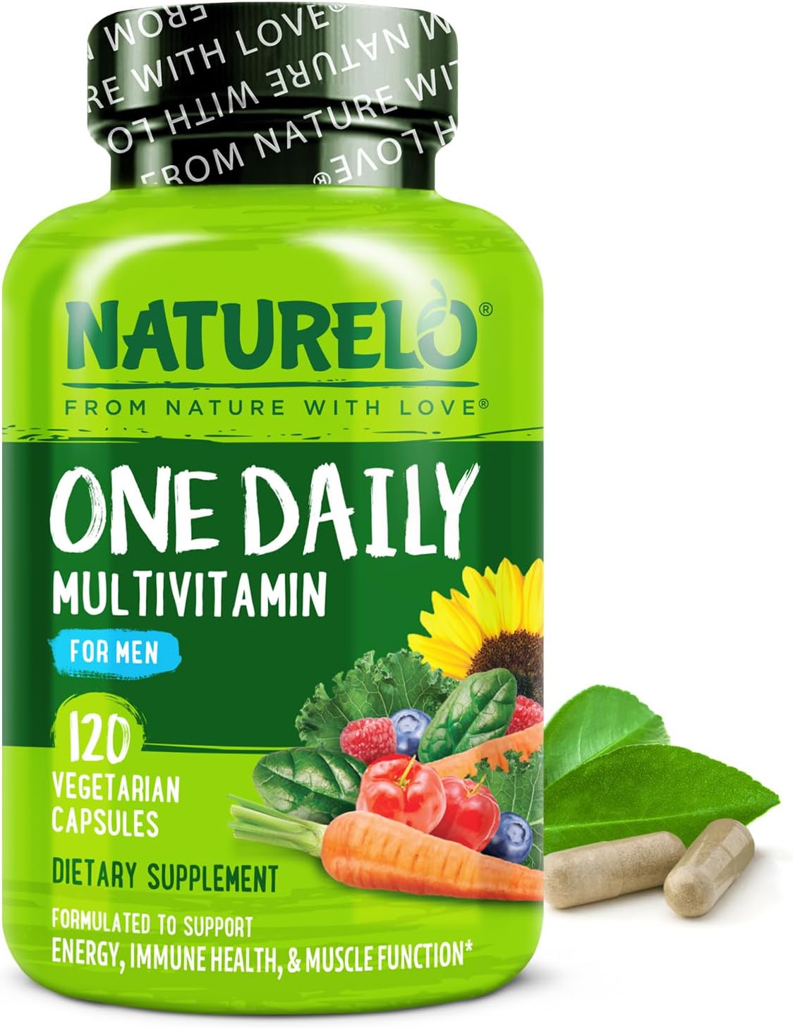Multivitaminas para hombres NATURELO, 120 cápsulas vegetarianas