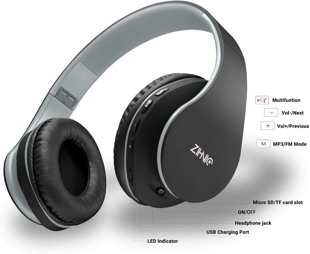 Auriculares ZIHNIC Bluetooth Plegables, Inalámbricos y Con Cable