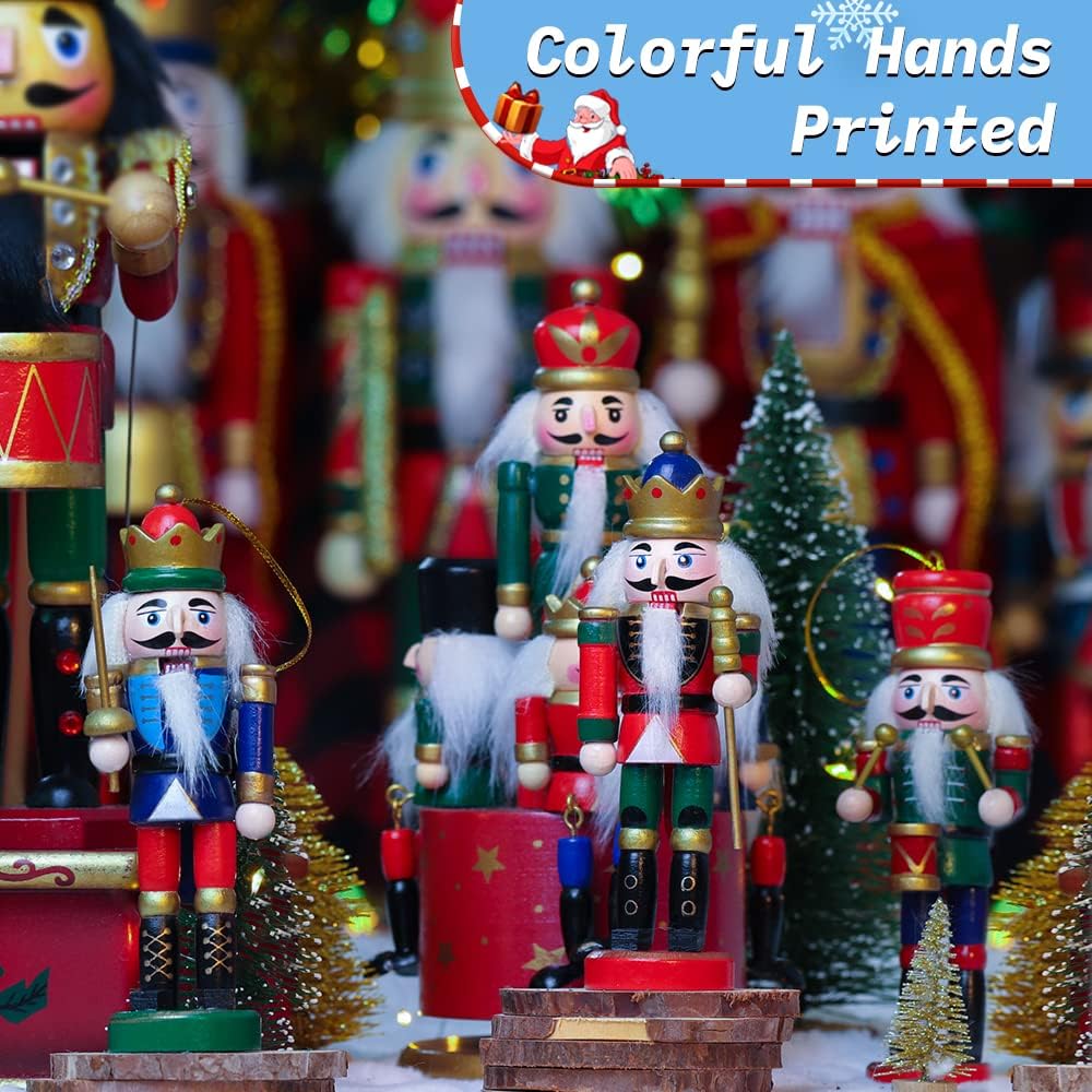 Conjunto de 6 Adornos de Cascanueces Jolik 5.3'' para Navidad