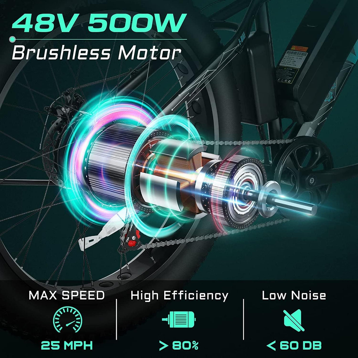 Bicicleta Eléctrica Vivi F26FUL 1000W, 48V, 60 Millas, 7 Velocidades