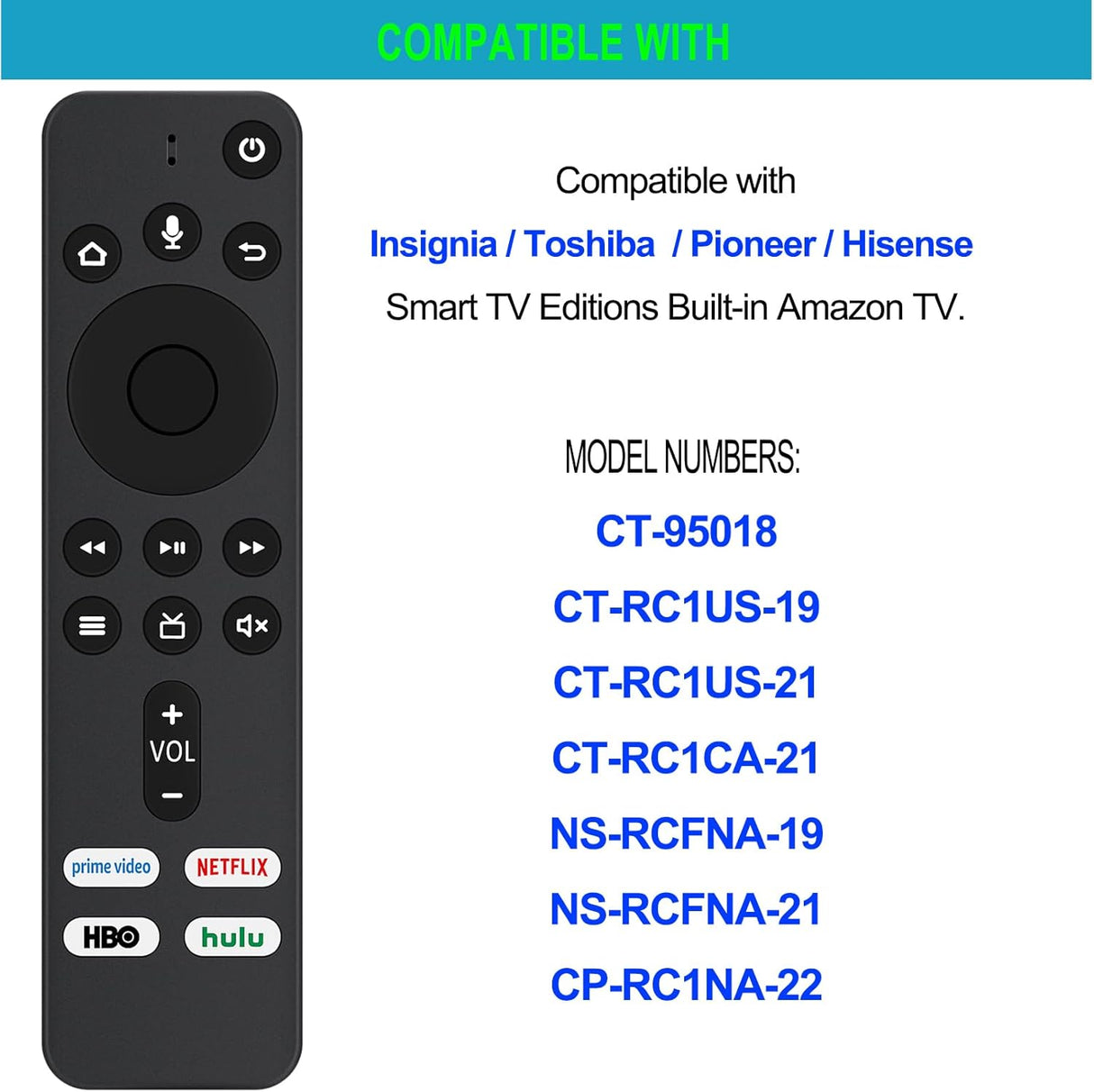 Control Remoto CT-RC1US-19 para TV Smart Insignia/Toshiba