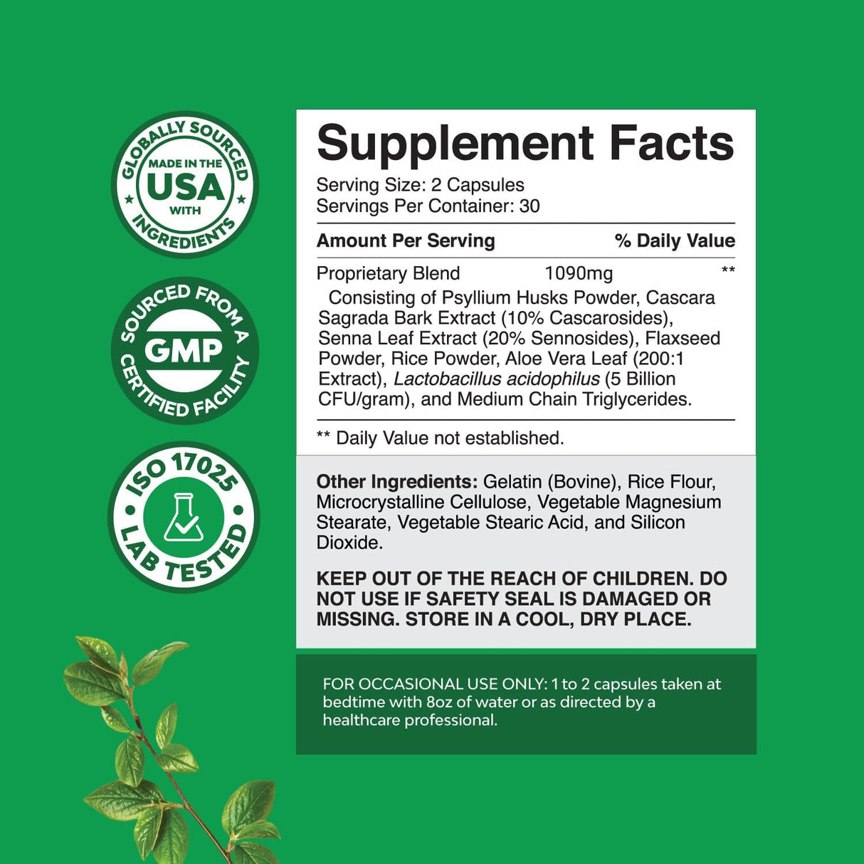 Suplementos laxantes Herbales con Probióticos para Digestión