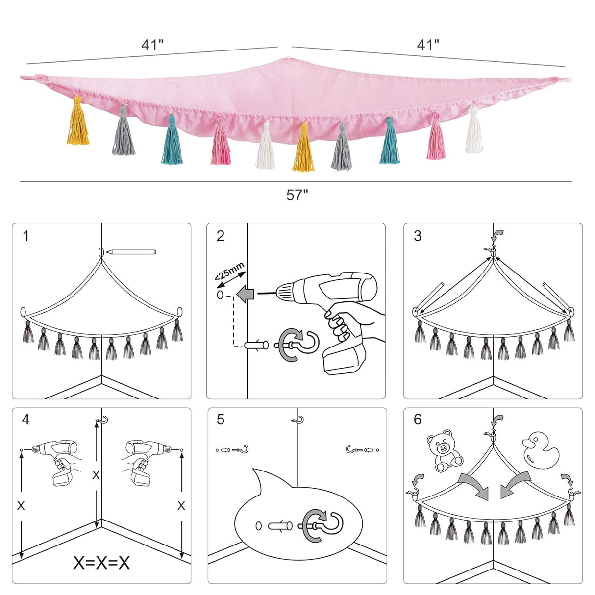 Hamaca para peluches Mkono, organizador de macramé grande