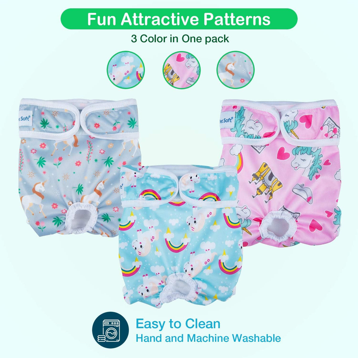 Pet Soft Pañales lavables para hembra cómodos pañales