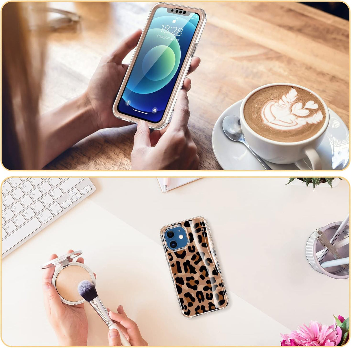 ESDOT Funda para iPhone 12, iPhone 12 Pro con protector de pantalla integrado, funda resistente con diseños de moda para mujeres y niñas, funda protectora para iPhone 12/12 Pro de 6.1 pulgadas, hermoso guepardo