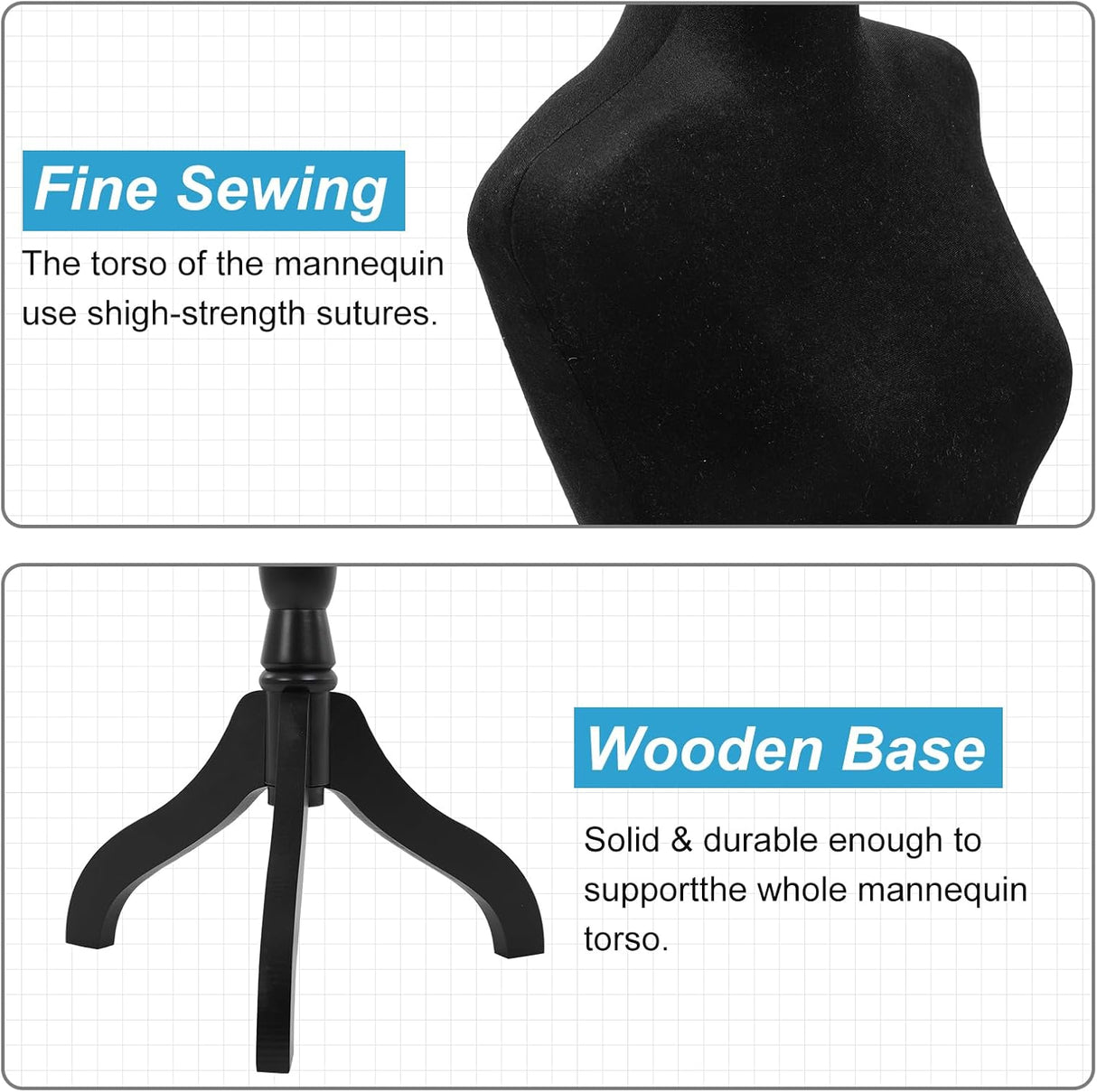 Maniquí Torso Ajustable BLKMTY para Costura y Exhibición 49-63