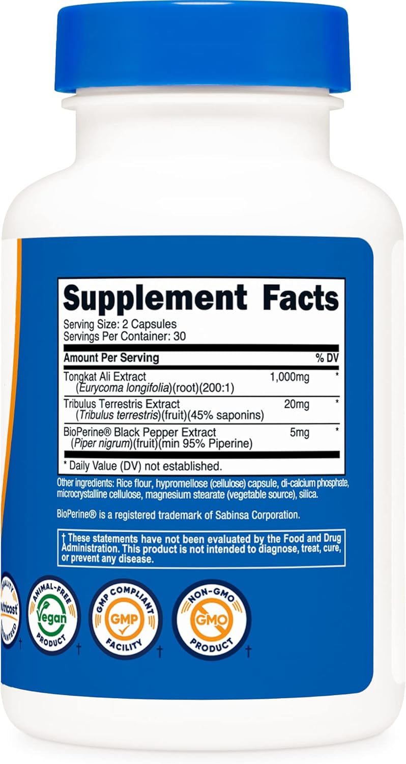 Tongkat Ali 500 mg, 60 cápsulas vegetarianas, sin gluten