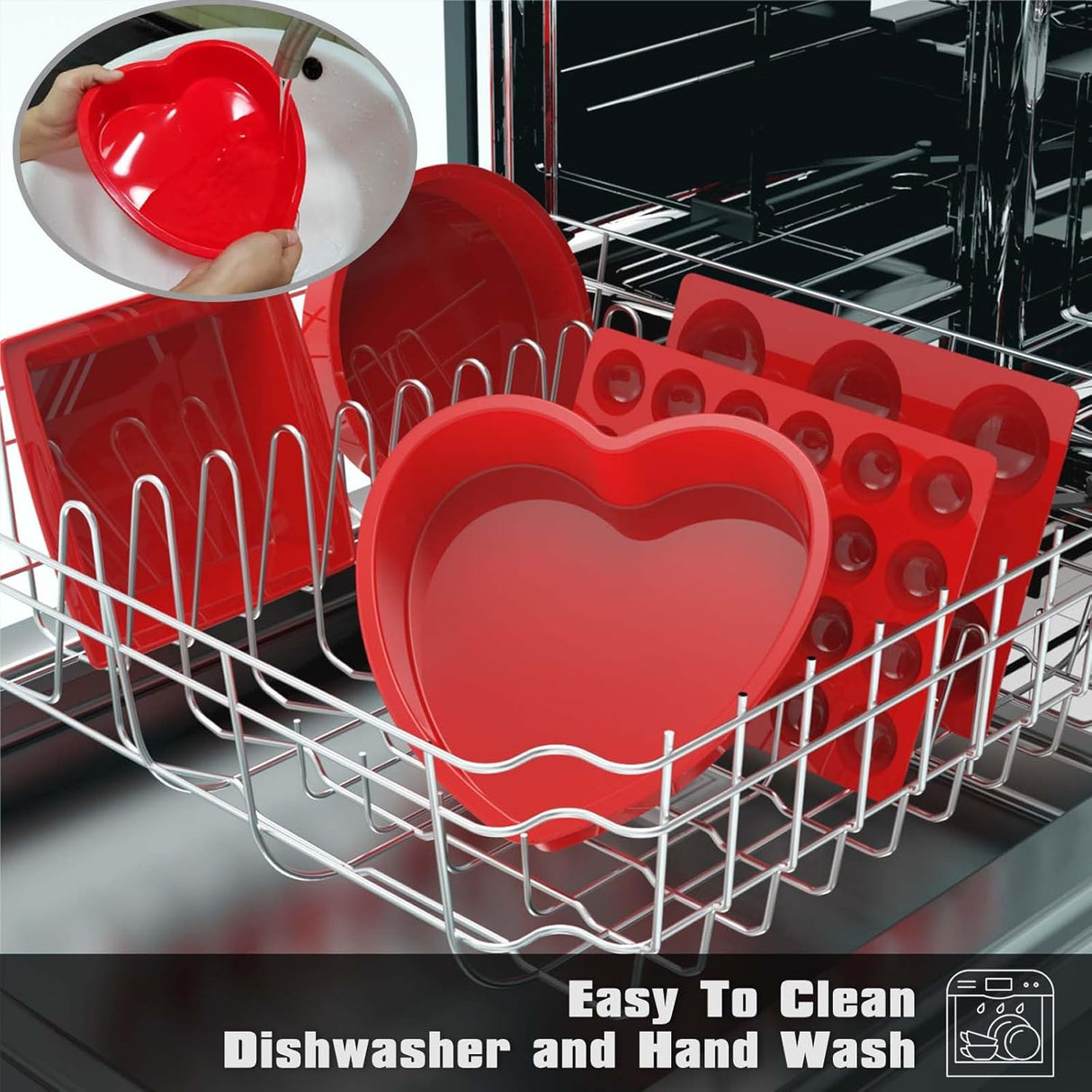 SILIVO Moldes de silicona en forma de corazón paquete de 2