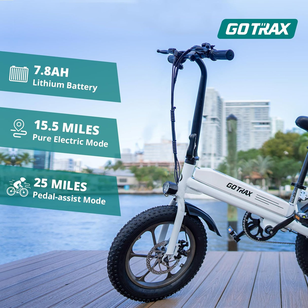 Bicicleta Eléctrica Gotrax S3, 750W, 25 millas, Plegable