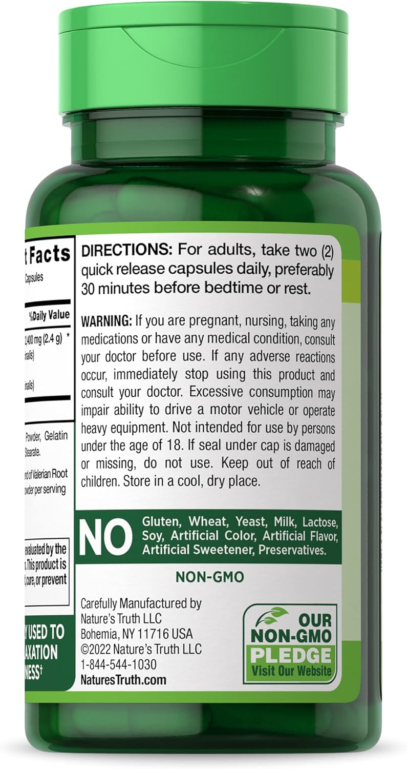 Suplementos de raíz de valeriana 2400 mg 90 unidades sin OMG