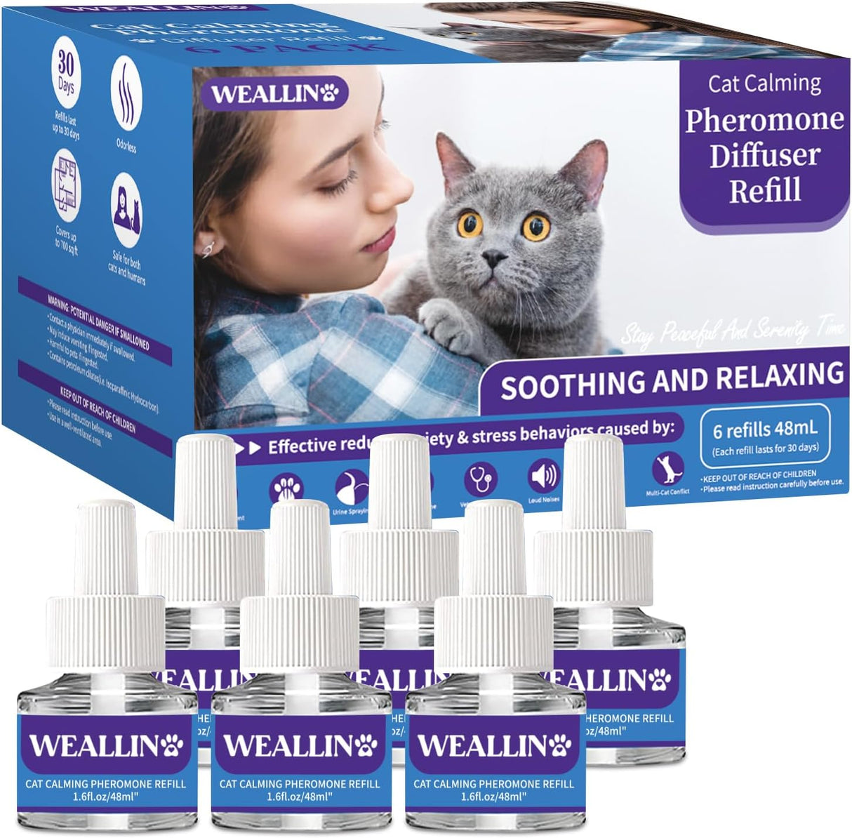 Paq de 6 repuestos de difusor calmante para gatos WEALLIN