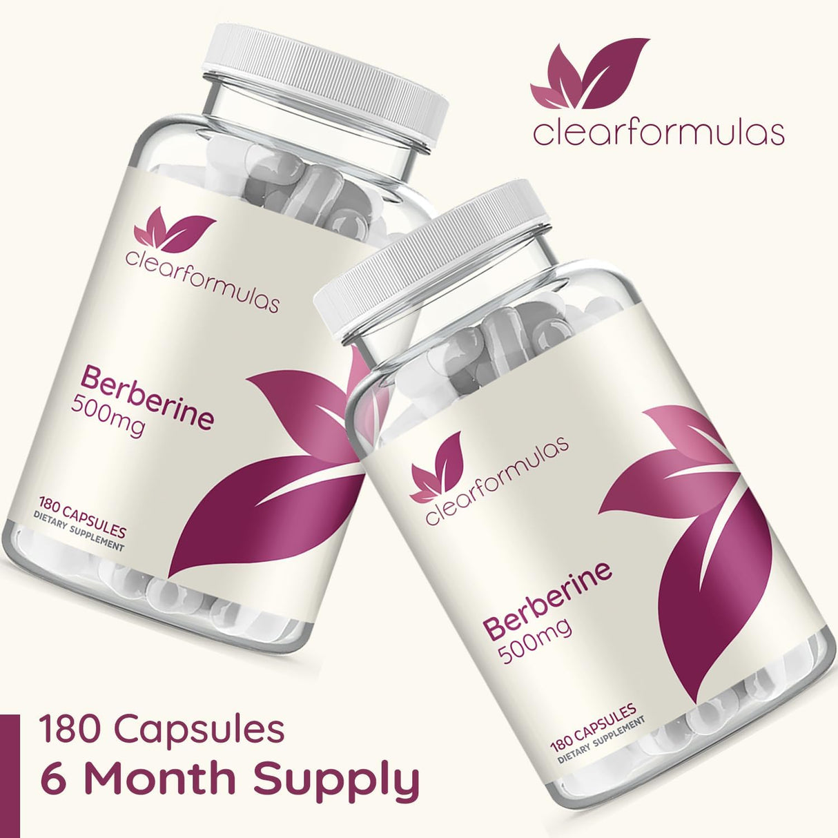 Suplemento de Berberina 500mg - 180 Cápsulas Vegetales