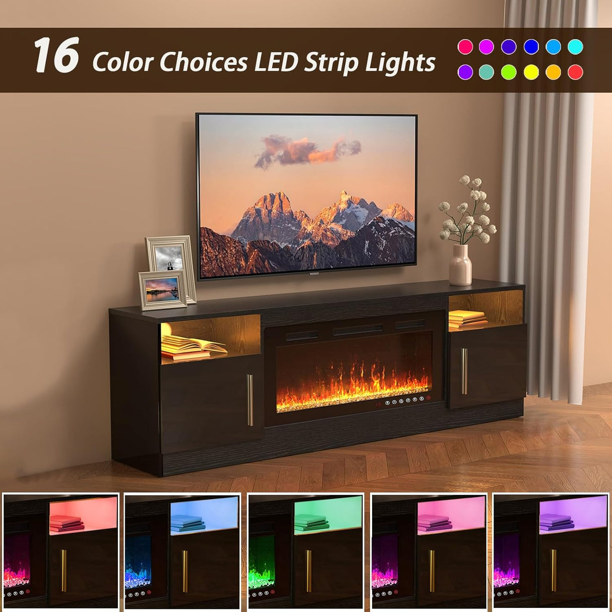 Soporte de TV con Chimenea, Stand para TV de 70 con Fuego