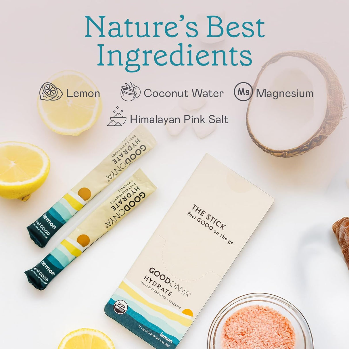 Electrolitos en polvo GOODONYA | Orgánico, bajo en azúcar | 12 sobres