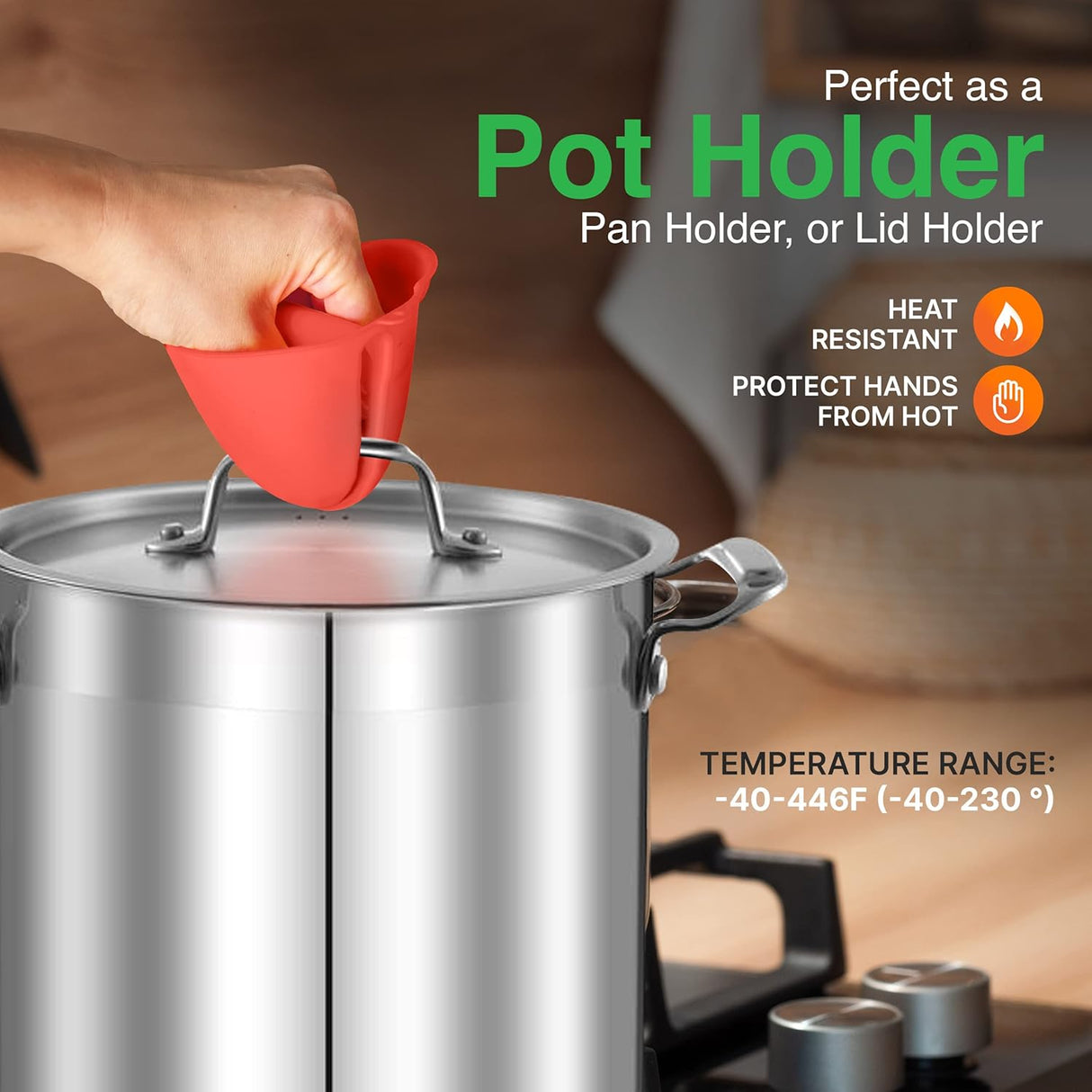 Agarra Ollas o asas de silicona roja SERENELIFE NCSGR02