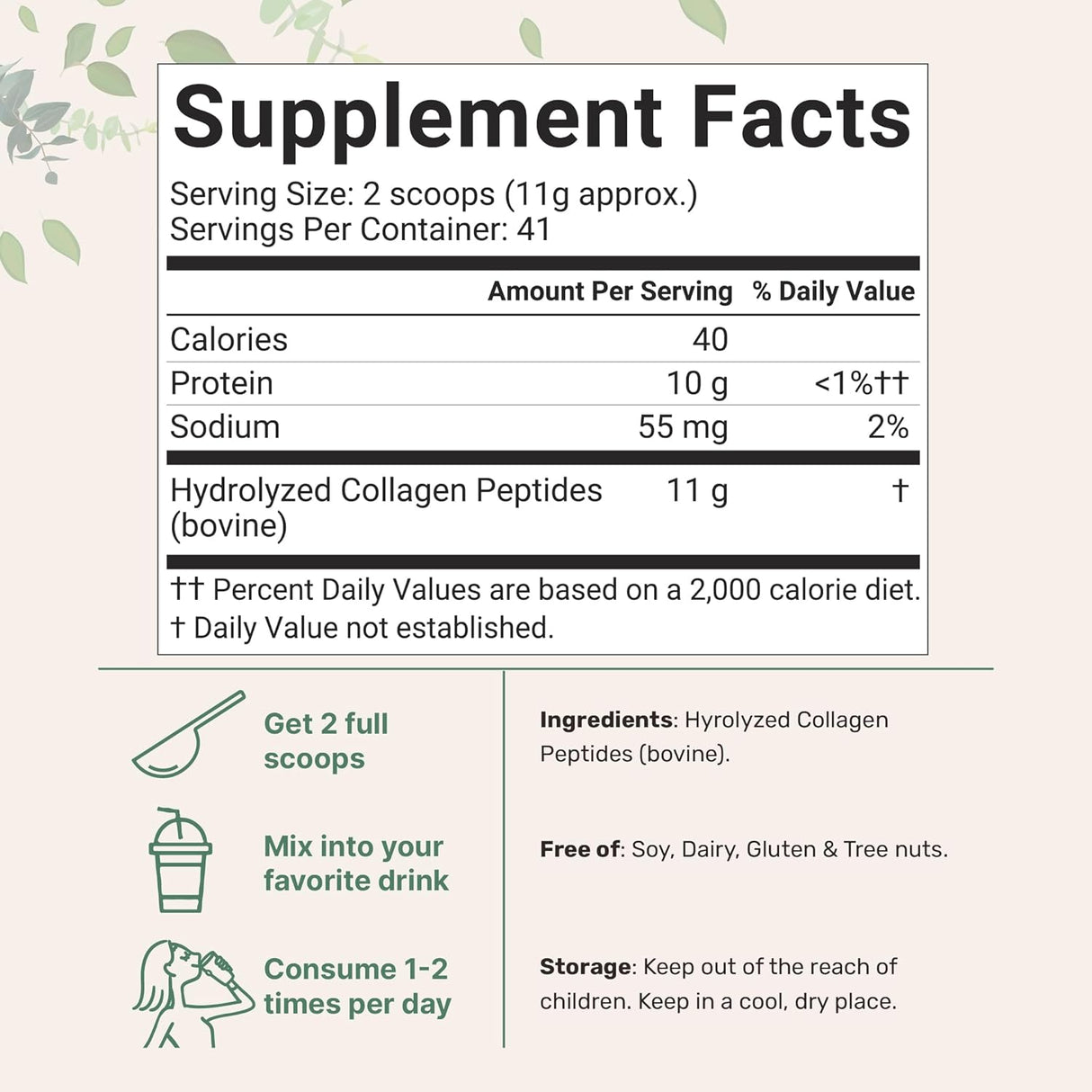 Colágeno en polvo Micro Ingredients, tipo I y III, 1lb