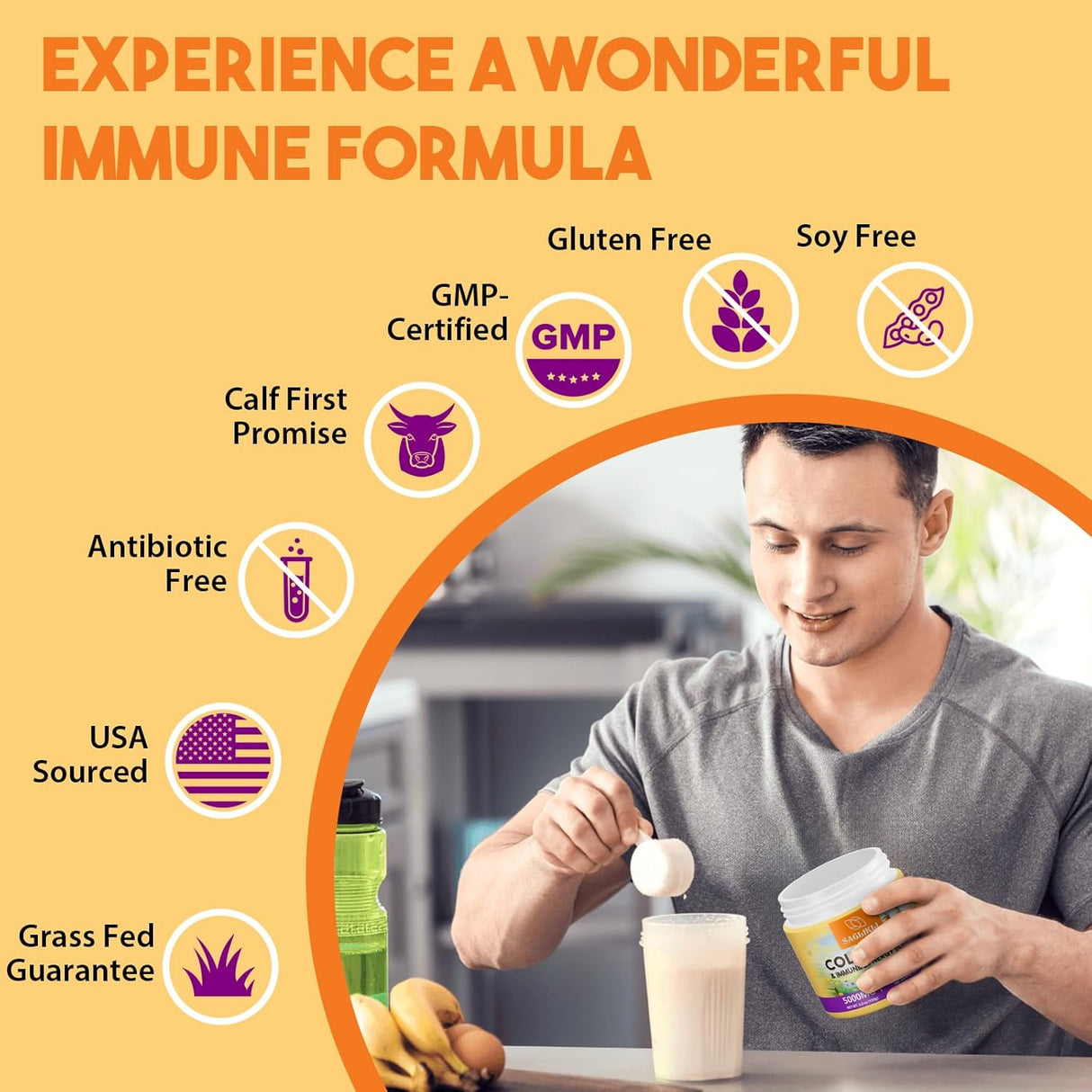 Suplemento de Colostro en Polvo 5000 mg, 30 Porciones