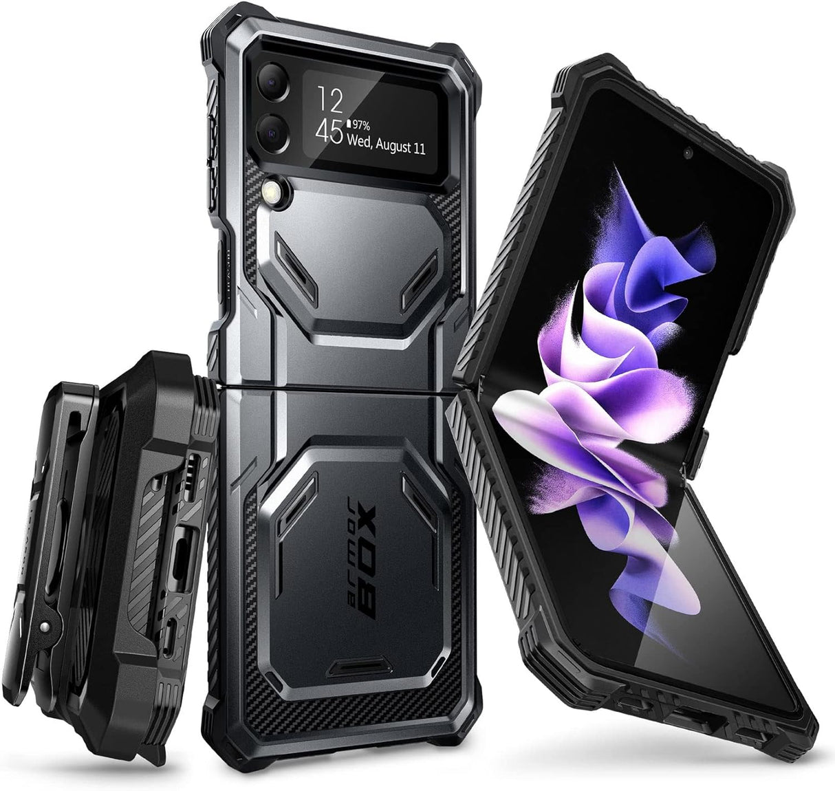 i-Blason Armorbox Series - Funda resistente para Samsung Galaxy Z Flip 4 5G (2022), con reducción de golpes y parachoques (negro)