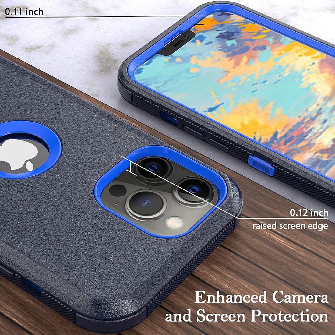 TASHHAR Funda para teléfono iPhone 13 Pro Max, resistente a prueba de golpes, funda protectora con clip para cinturón para Apple iPhone 13 Pro Max 5G 2021 (azul marino)