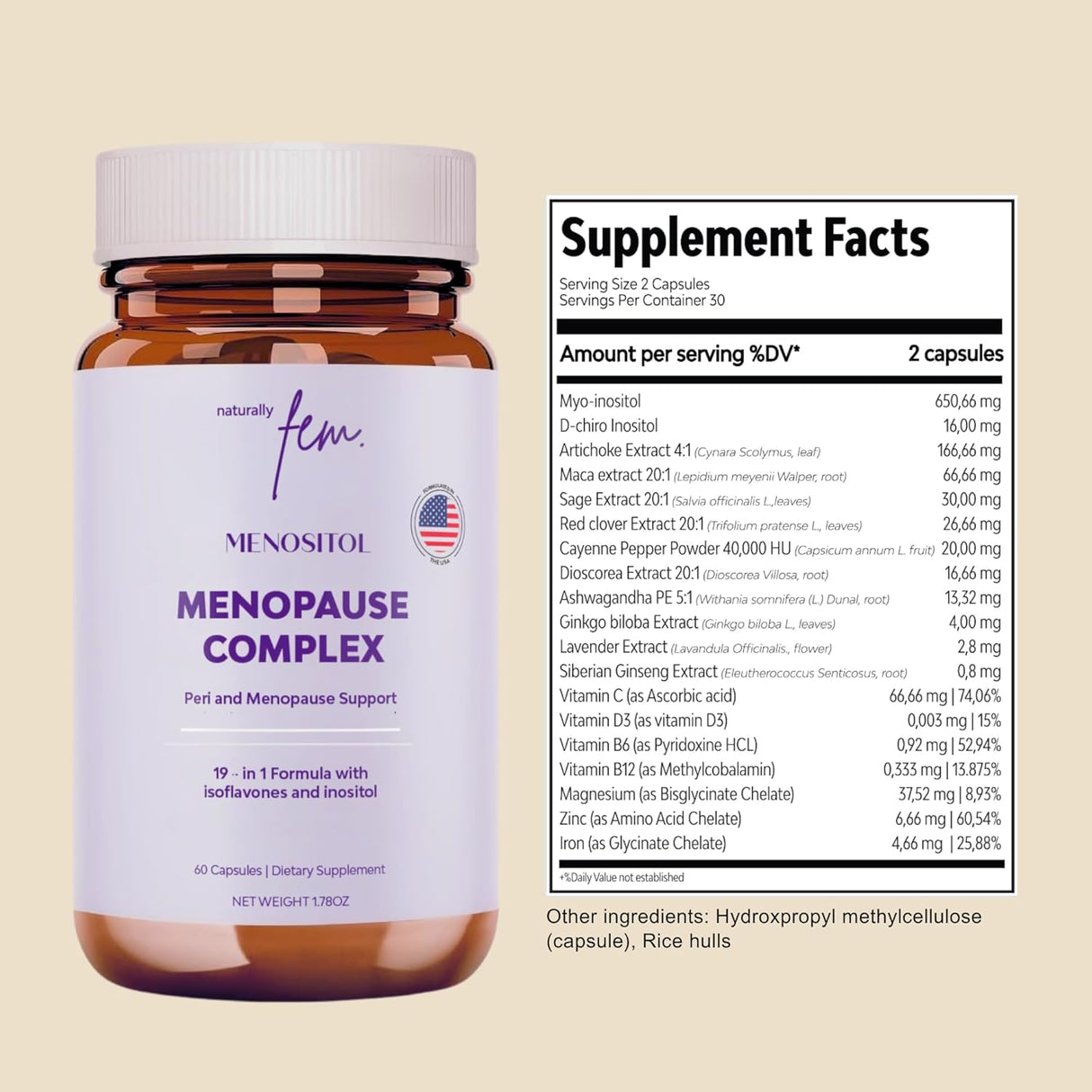 Inositol FEM Menositol 19 en 1 Suplemento Mujer 60Caps