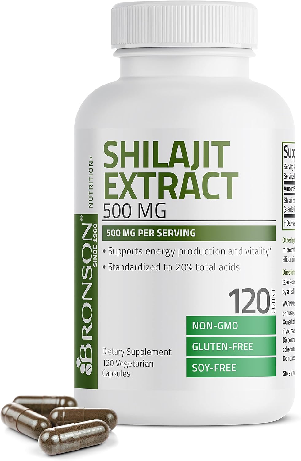 Suplemento Bronson Extracto de Shilajit de 500 mg 120 cáp