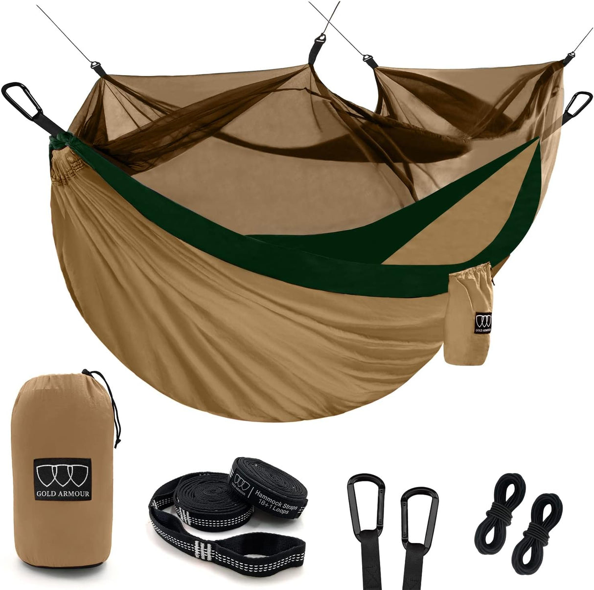 Hamaca Doble con Red Antimosquitos - Gold Armour - Camping Essentials