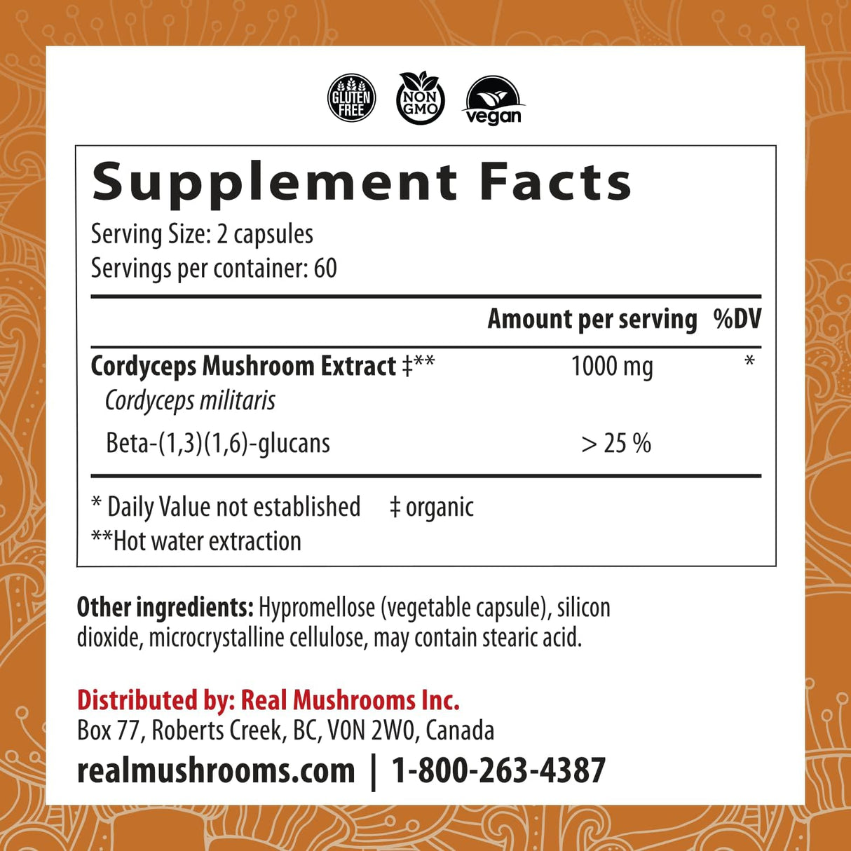 Suplemento en polvo de extracto de hongos Mejora la energía
