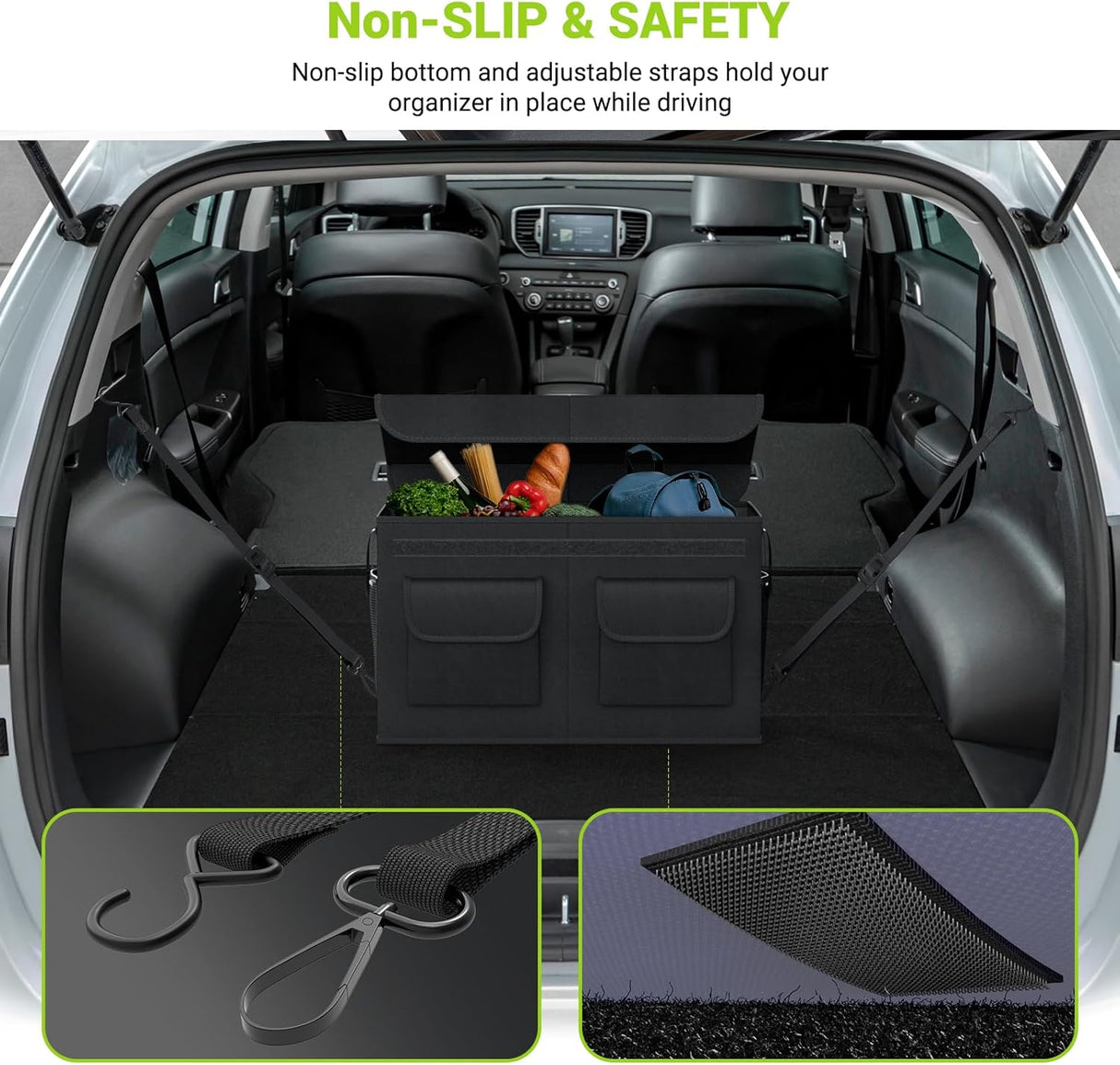 Organizador de Maletero de Coche, Plegable, con Tapa, Grande