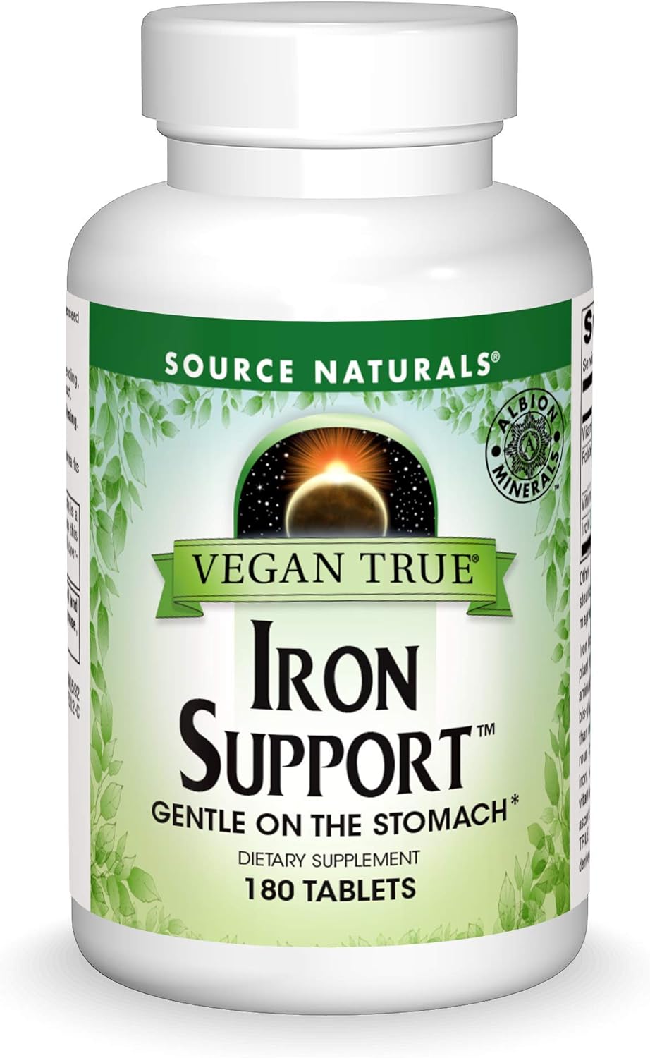 Suplemento dietético vegano con soporte de hierro verdadero