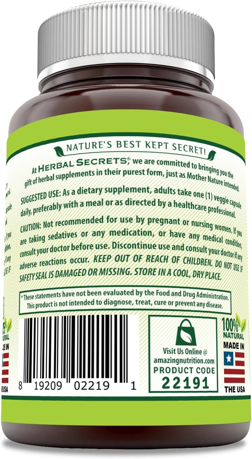 Herbal Secrets Suplemento Shatavari | 500 mg por porción | 120 cápsulas vegetales | Sin OMG | Sin gluten | Fabricado en Estados Unidos