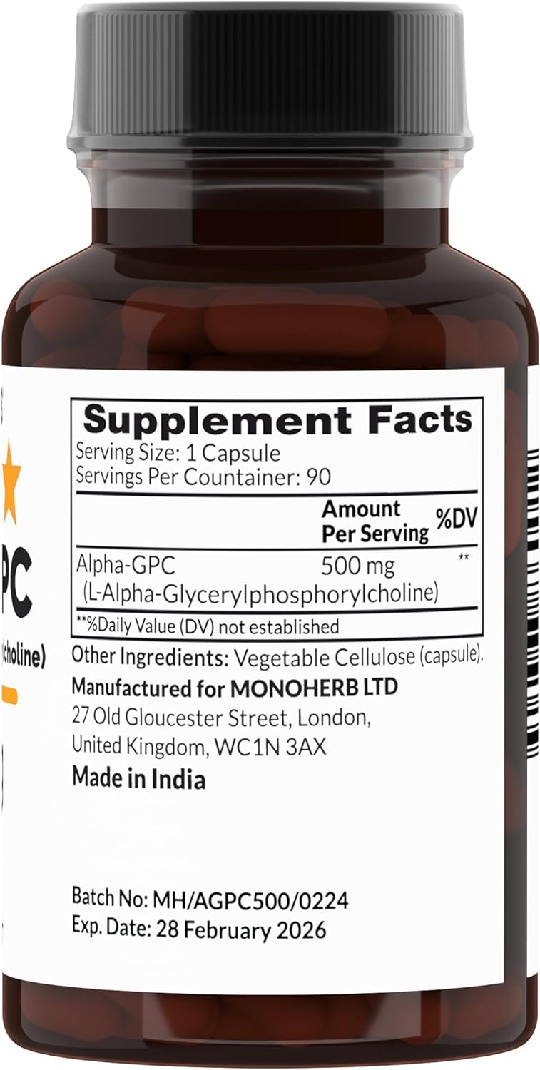 Alpha-GPC 500 mg - Cápsulas Veganas para Apoyo Cerebral