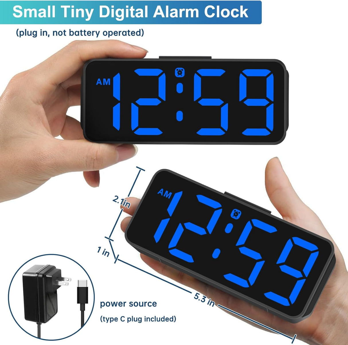 Reloj Despertador Digital Pequeño con Números Grandes y Alarma