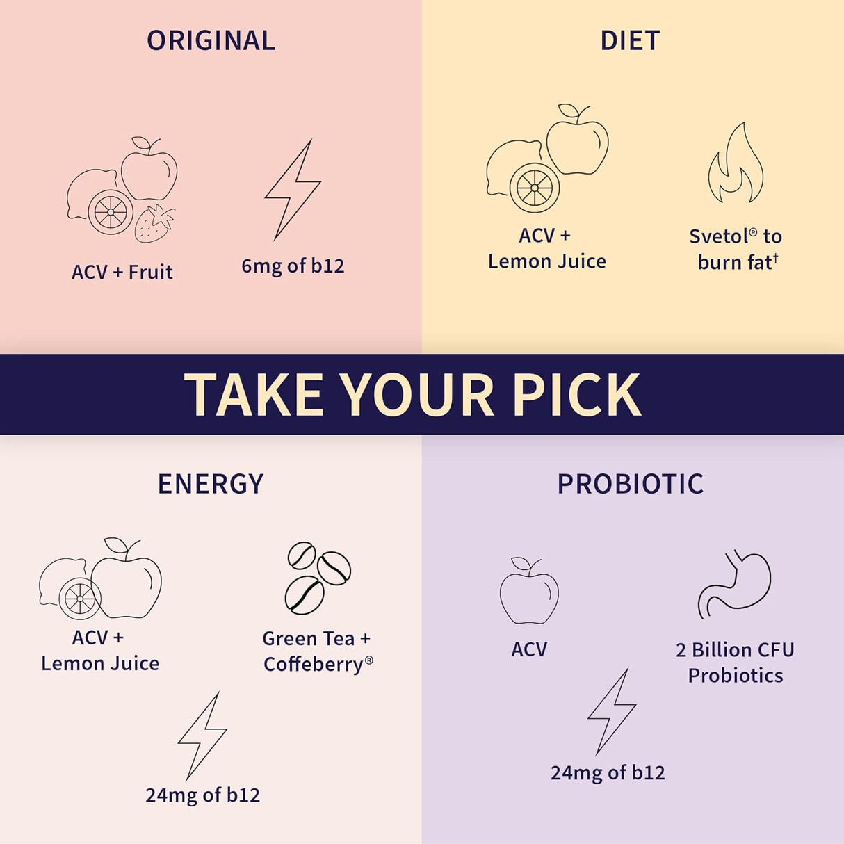 Suplementos de vinagre de sidra de manzana Vitaminas