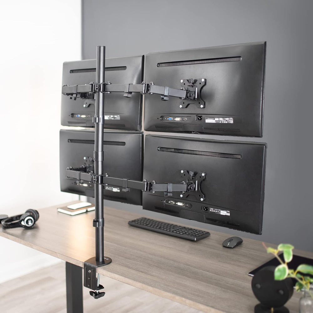 Soporte de Monitor VIVO para 4 Pantallas, Ajustable, STAND-V004