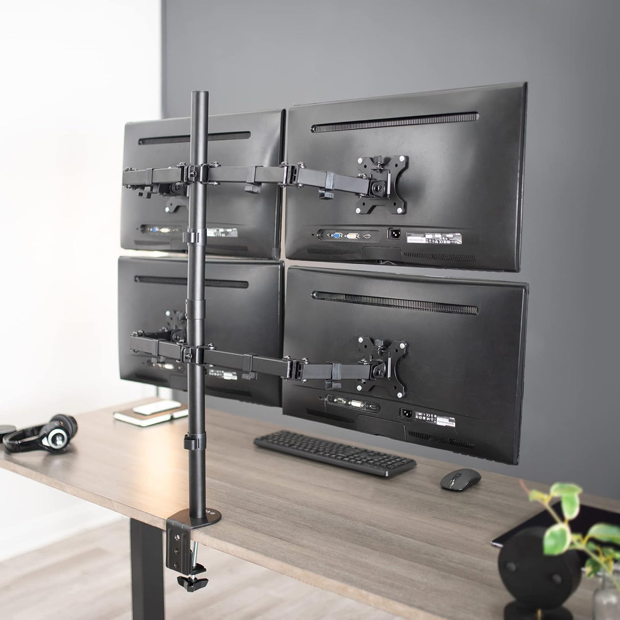 Soporte de Monitor VIVO para 4 Pantallas, Ajustable, STAND-V004