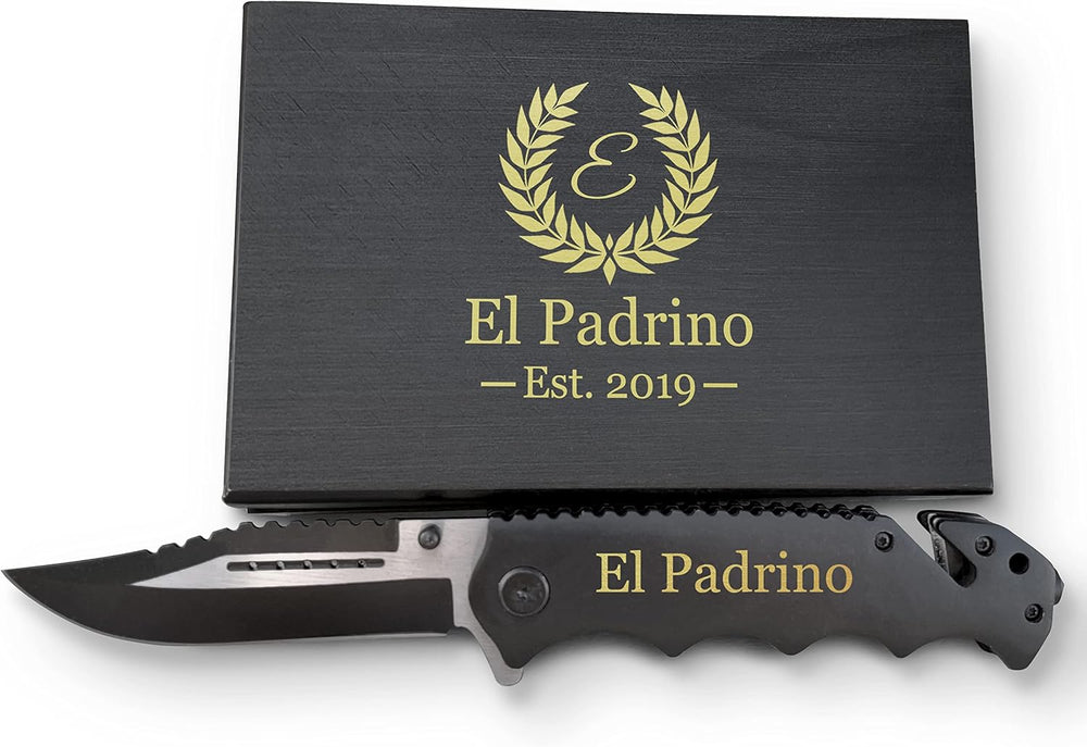 Cuchillo premium grabado, accesorio de viaje compacto