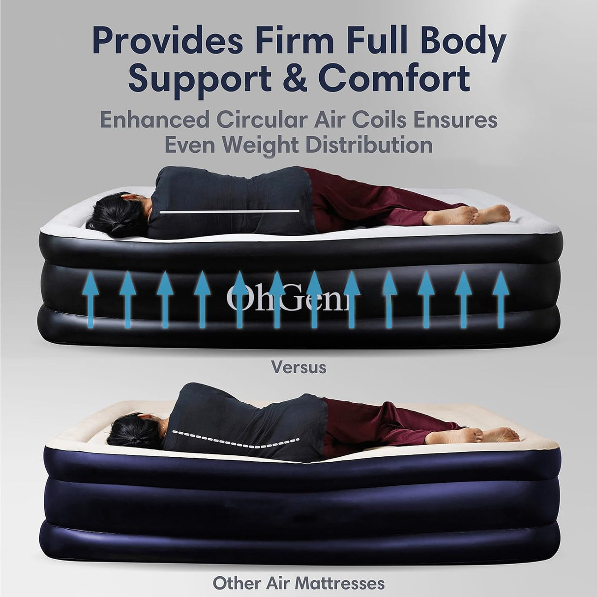 Colchón Inflable Queen con Bomba, Elevado 18”, Portátil