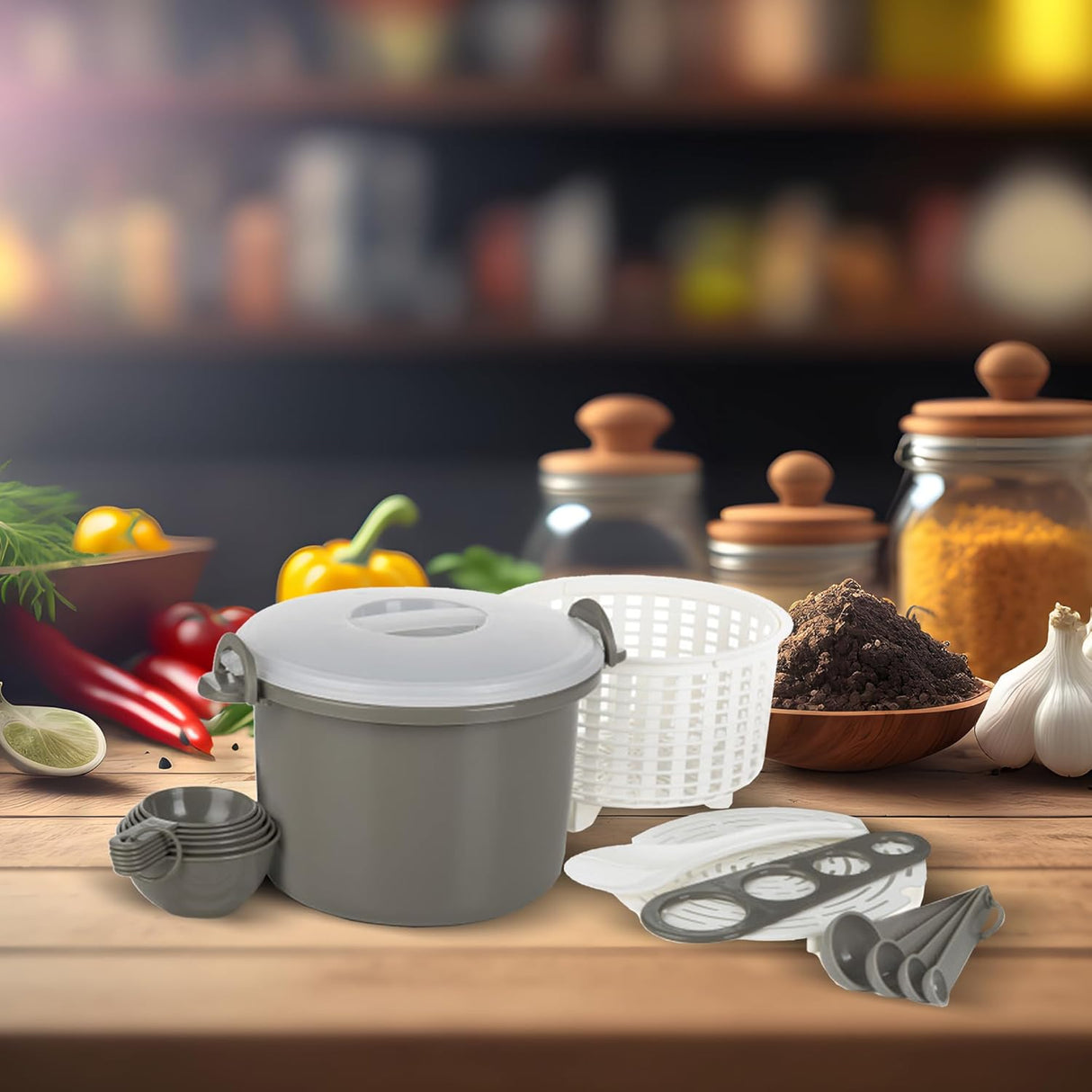 Cocedor de Arroz y Pasta Prep Solutions 17 Piezas 12 Tazas