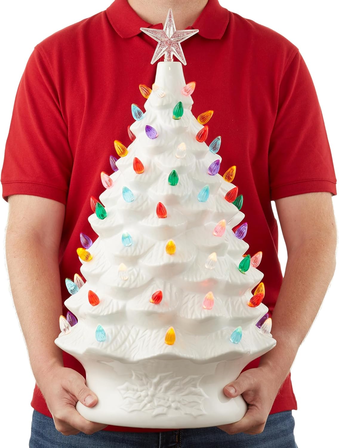 Árbol de Navidad Cerámico Casafield 24” Pre-luz 148 luces multicolor