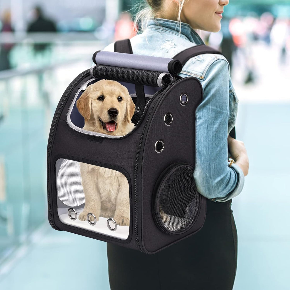 Mochila expandible para mascotas transportador de viaje