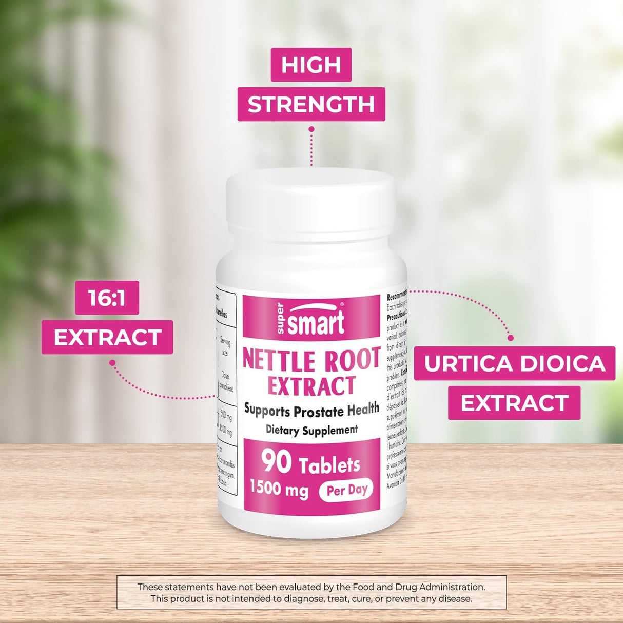 Extracto de Raíz de Ortiga 1500 mg - Supersmart - 90 Tabletas