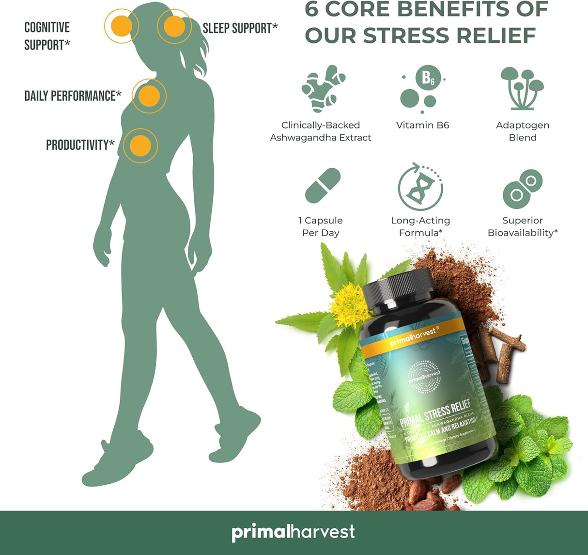 Suplemento para aliviar el estrés para mujeres y hombres