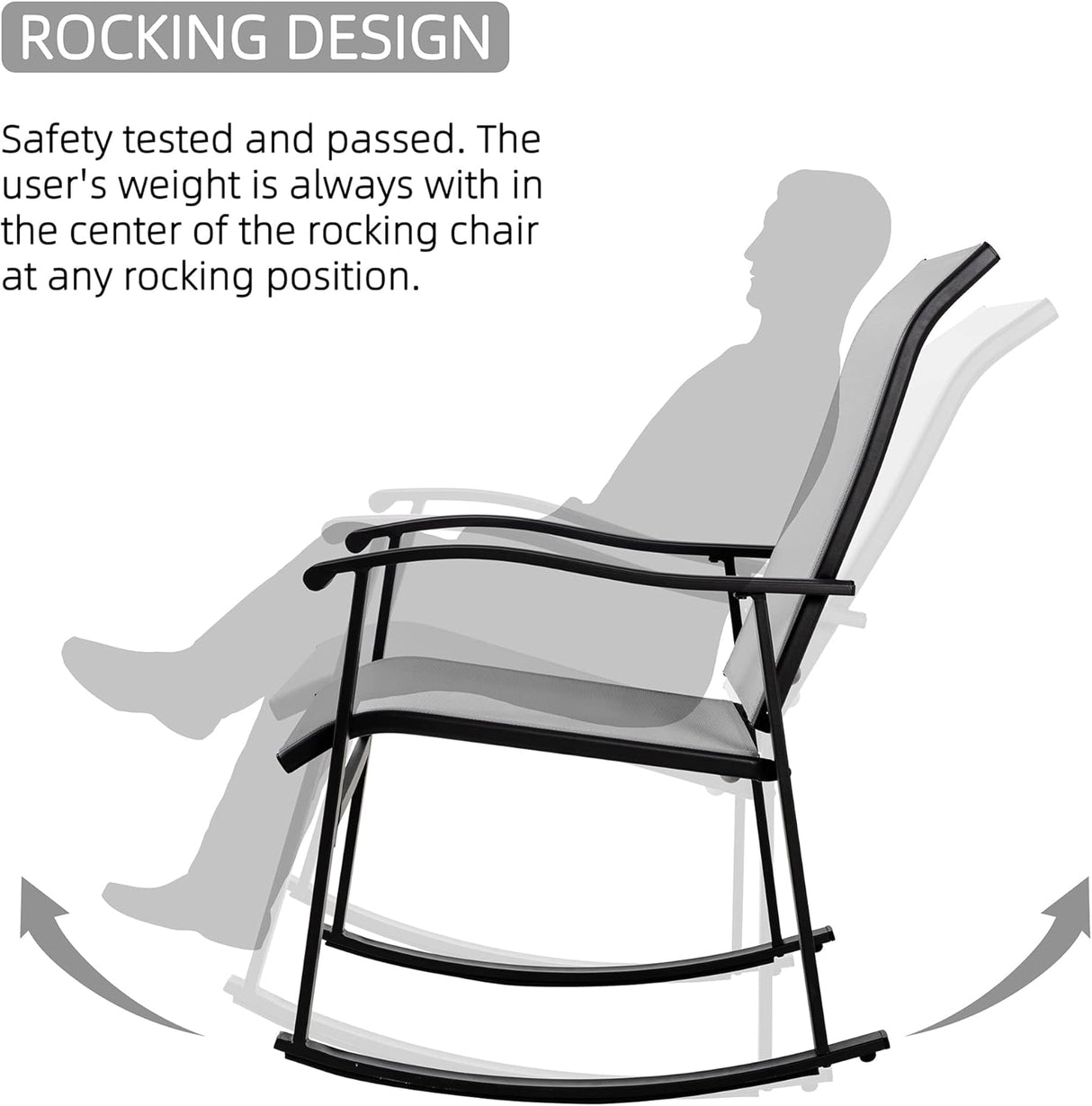 Vongrasig Juego de 3 piezas de muebles de patio pequeños de tela textileno, juego de muebles de patio pequeños, juego de conversación con mesa de vidrio para césped, jardín, balcón, piscina (gris claro)