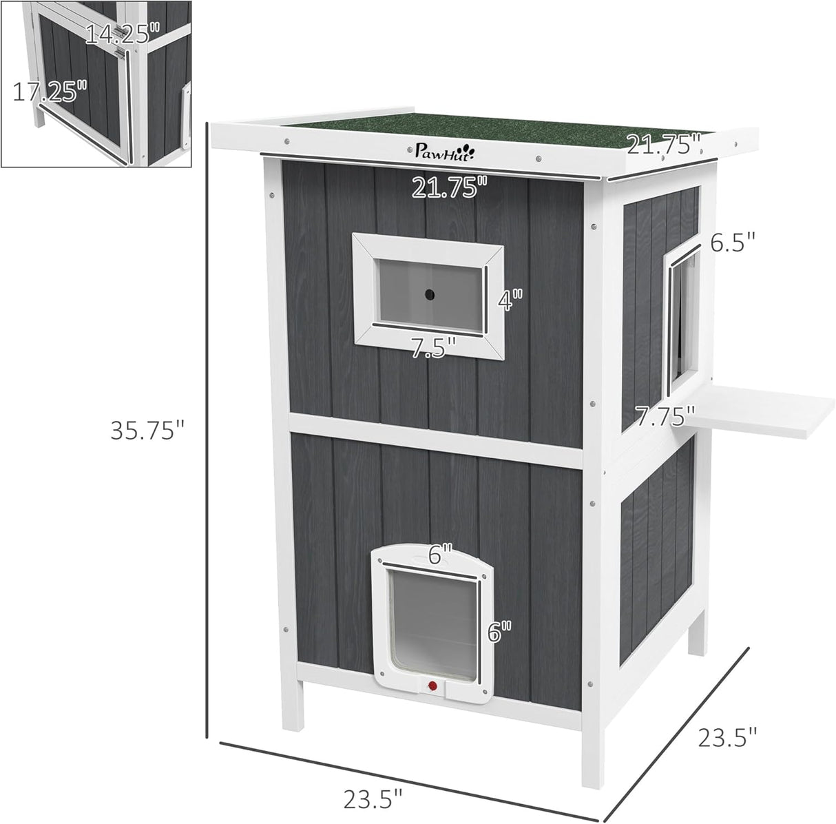 Casa para gatos PawHut, refugio exterior, 2 niveles, resistente