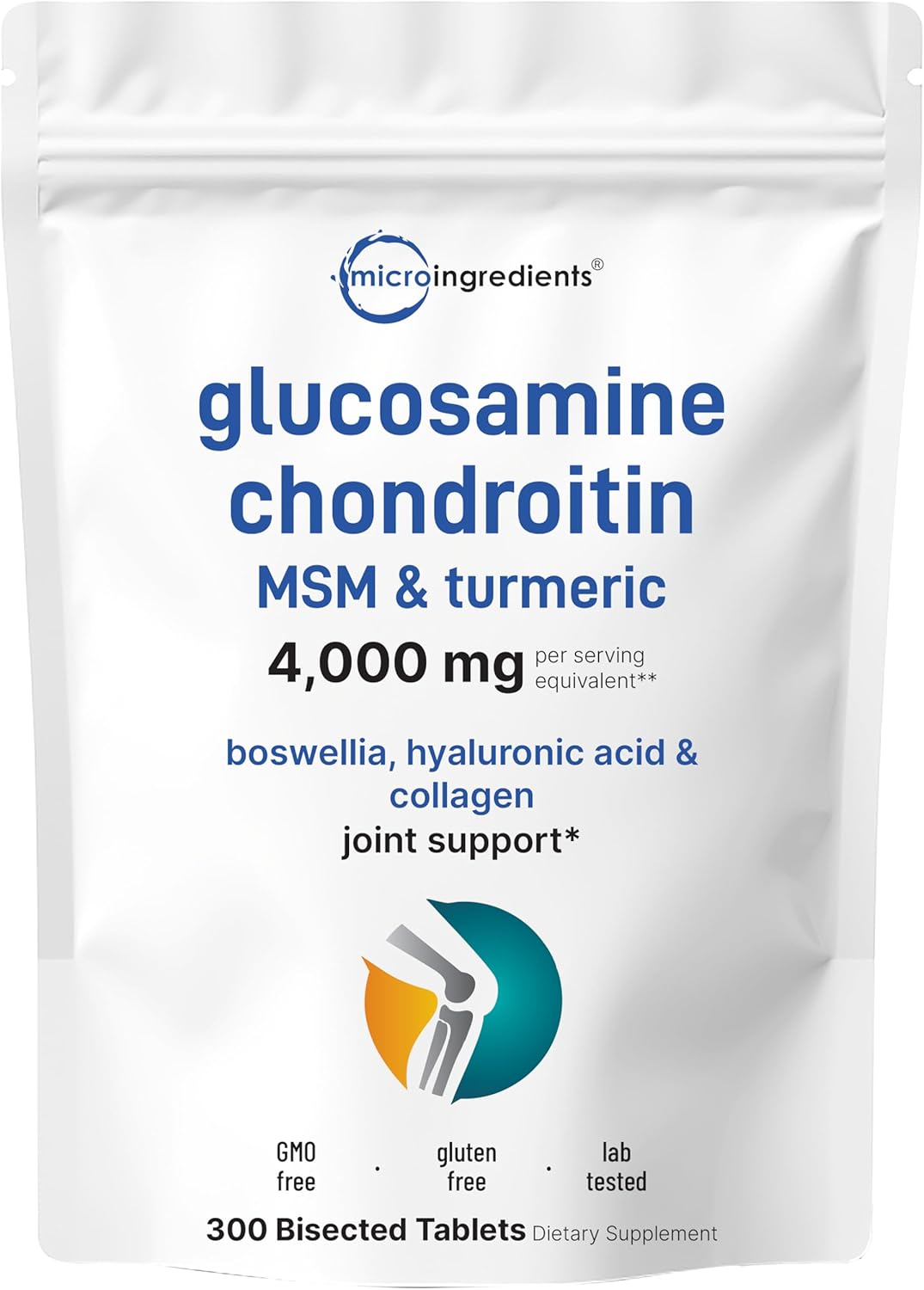 Suplemento de Glucosamina, MSM y Cúrcuma 4,000mg - 300 Tablas
