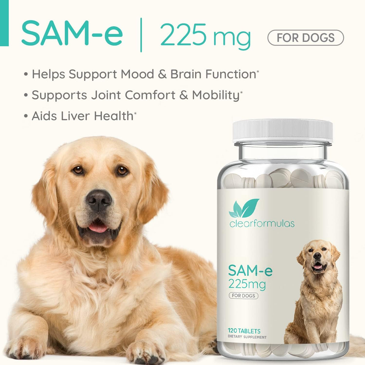Sam-e para perros, S-adenosil-L-metionina, apoyo hepático 225 mg