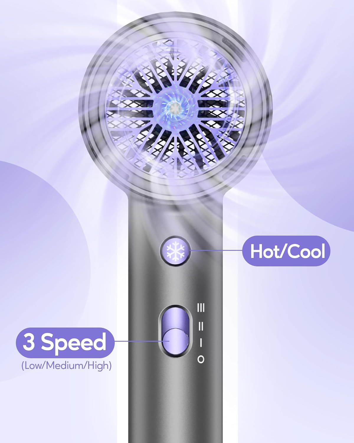 Secador de pelo profesional con difusor 1875W púrpura