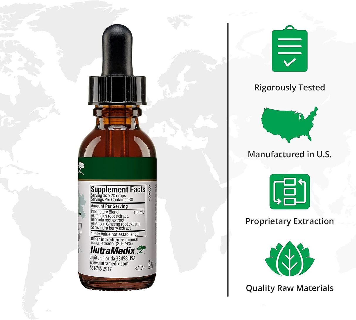 Suplemento de fatiga suprarrenal Astrágalo Schisandra 1 onza