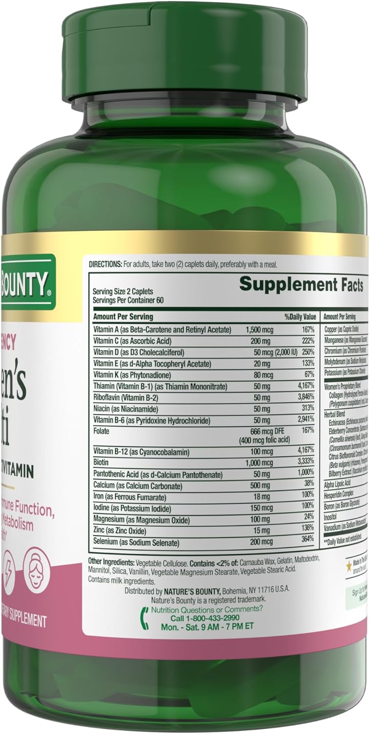 Multivitaminas Mujeres Nature's Bounty, 120 Caplets, Salud y Inmunidad