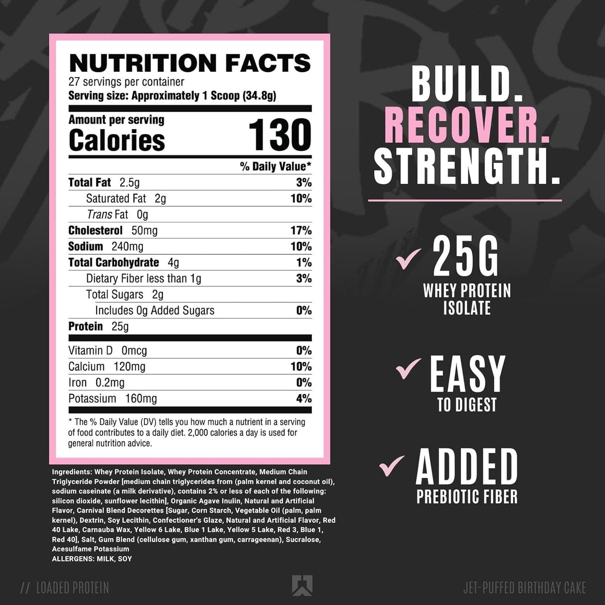 Proteína en Polvo Ryse | 25g Whey, Bajo en Azúcar, Birthday Cake